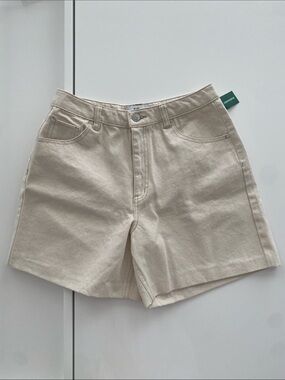 Twik Cream Natural High-Rise Jean Denim A-line Shorts Cream Canvas Size 29